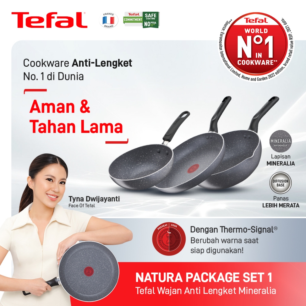 Tefal Natura Set Bundle Series - Wajan Anti Lengket / Cookware Set / Frypan Garansi 1 Tahun