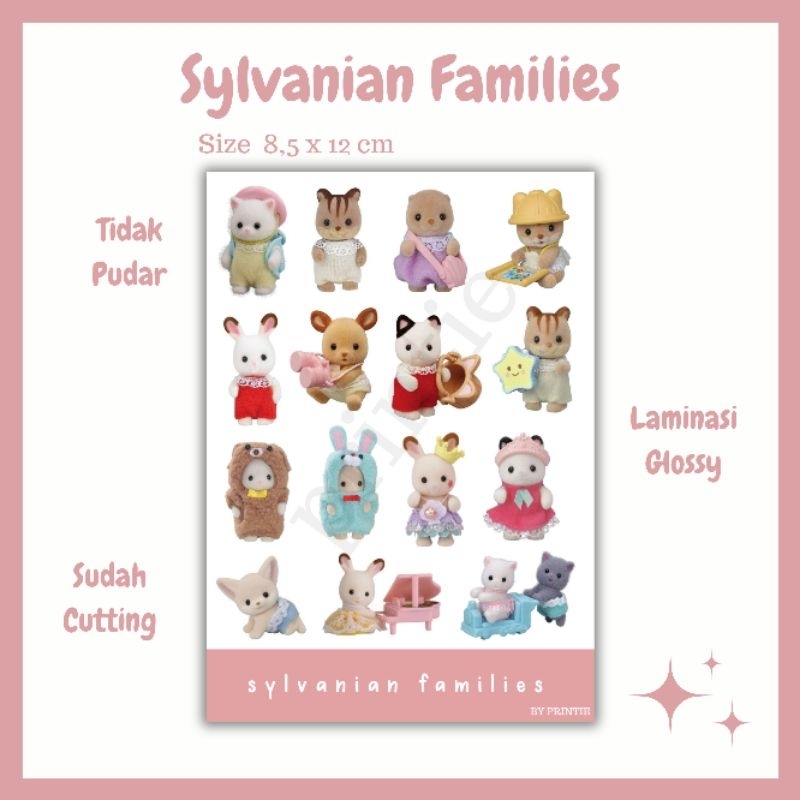 

[1 lbr] kisscut stiker deco sheet sylvanian families imut, journaling