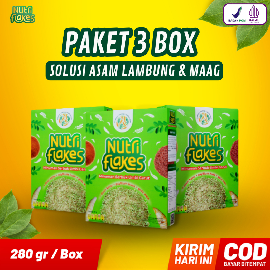 

Nutriflakes Paket 3 Box - Sereal Sehat untuk Diet dan bantu atasi Asam Lambung