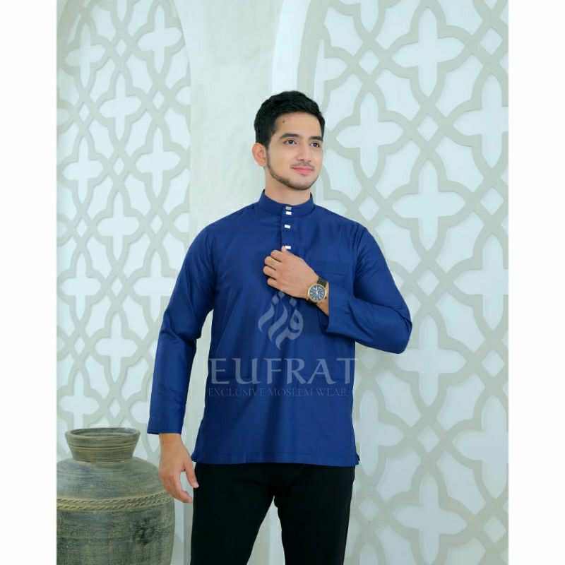 BAJU KOKO PRIA DEWASA LENGAN PANJANG MODEL TAKWA HABAIB AMMU POLOS SIZE S M L XL WARNA MAROON NAVY H