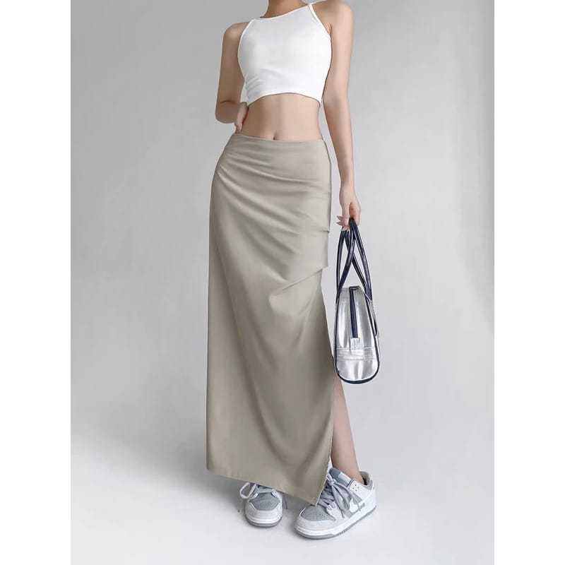 𝐑𝐄𝐀𝐃𝐘 𝐒𝐓𝐎𝐂𝐊 𝐒𝐀𝐅 - 𝐒𝐊𝐈𝐑𝐓 𝐎𝐍𝐋𝐘 - NICOLE slit long skirt woman premium / rok panjang wanita / maxi skir