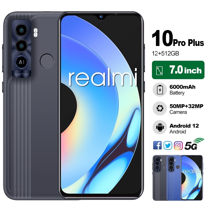 Hp Realmi 10 pro plus 5G ram 12 256GB terbaru 2023 50MP AI Kamera Smartphone 5G hp murah android 4G 