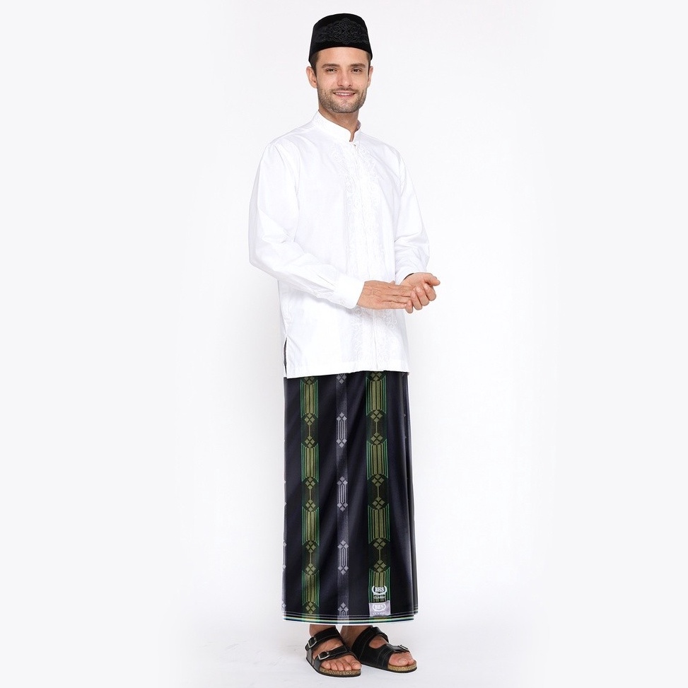 Best Seller Sarung BHS Classic Silver Motif Kawung Lampion Hitam Hijau 2