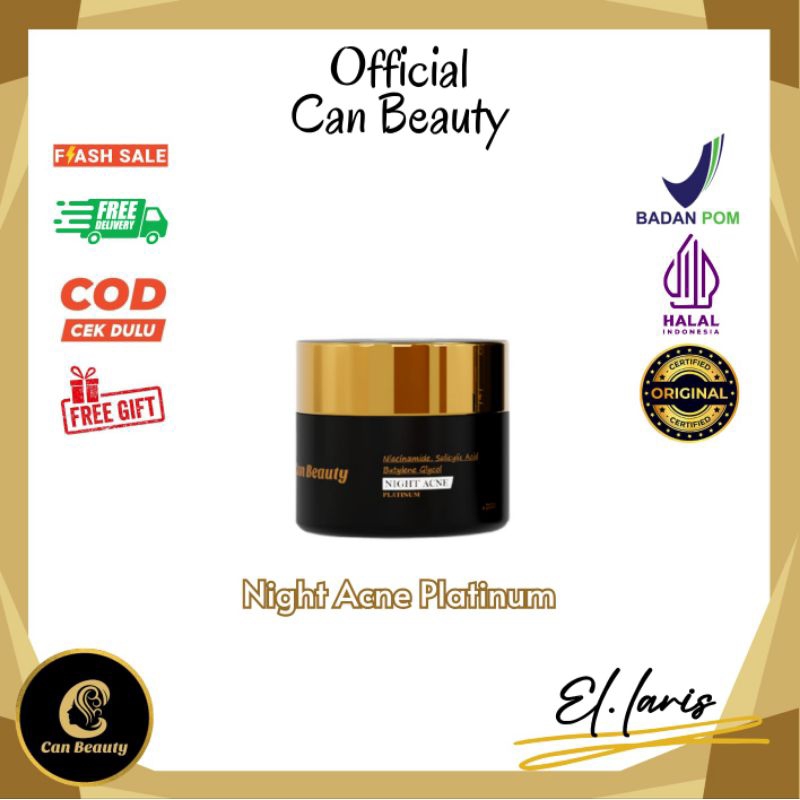 Can Beauty NIGHT ACNE CREAM , Halal BPOM (100% ori) , Skincare CanBe El Laris