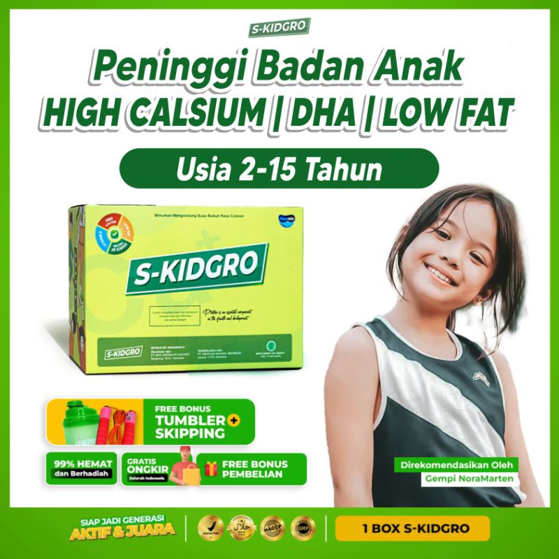 S-KIDGRO Susu Peninggi Badan Terbaik Untuk Anak Usia 2-15 Tahun Rasa Cokelat