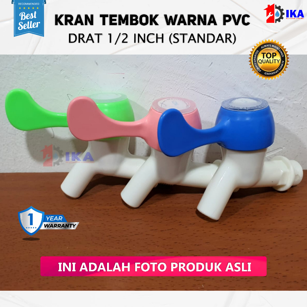 Kran Jempol Air Tembok Warna Warni Engkol - 1/2 Inch / Kran Air Pvc 2 Way l Keran Jempol 1/2 Inch / 