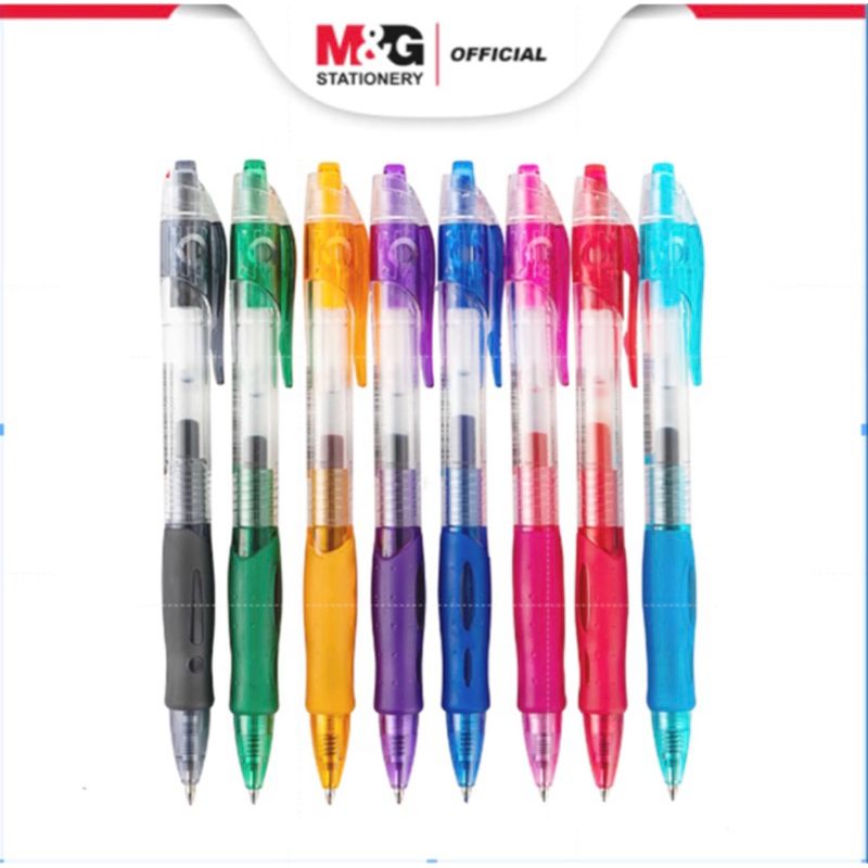 

M&G Pulpen Gel Retractable Cetek Pen 0.7 mm 0.5 mm 8 Warna Biru Hitam