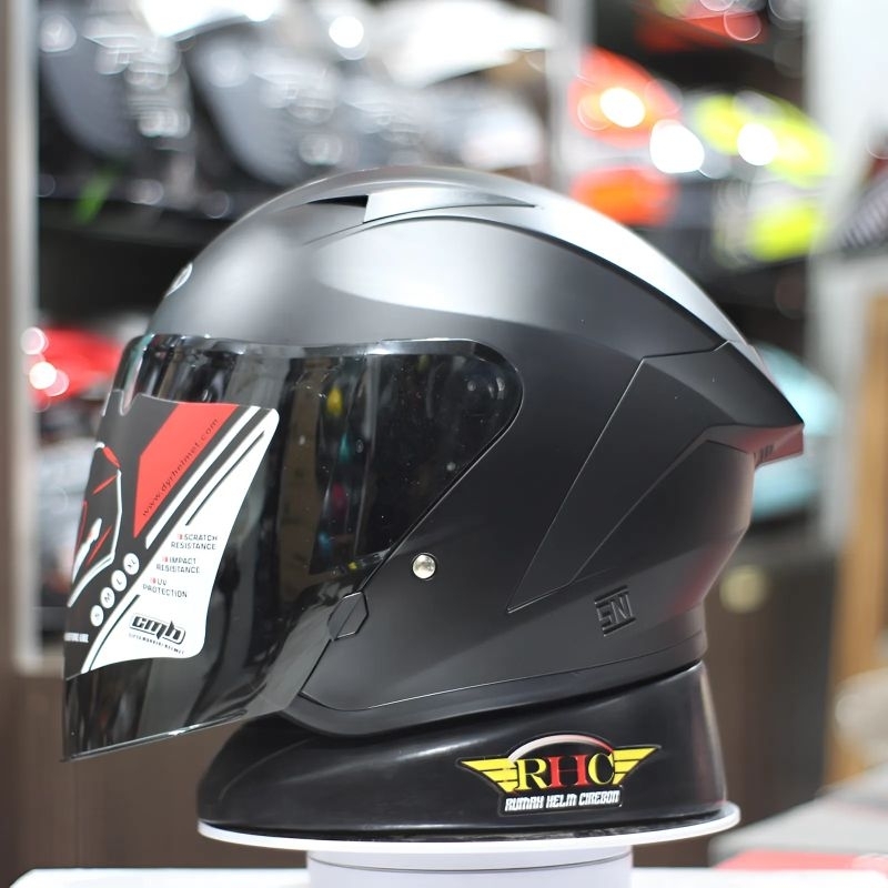 helm dyr terbaru dy15 solid warna black doff