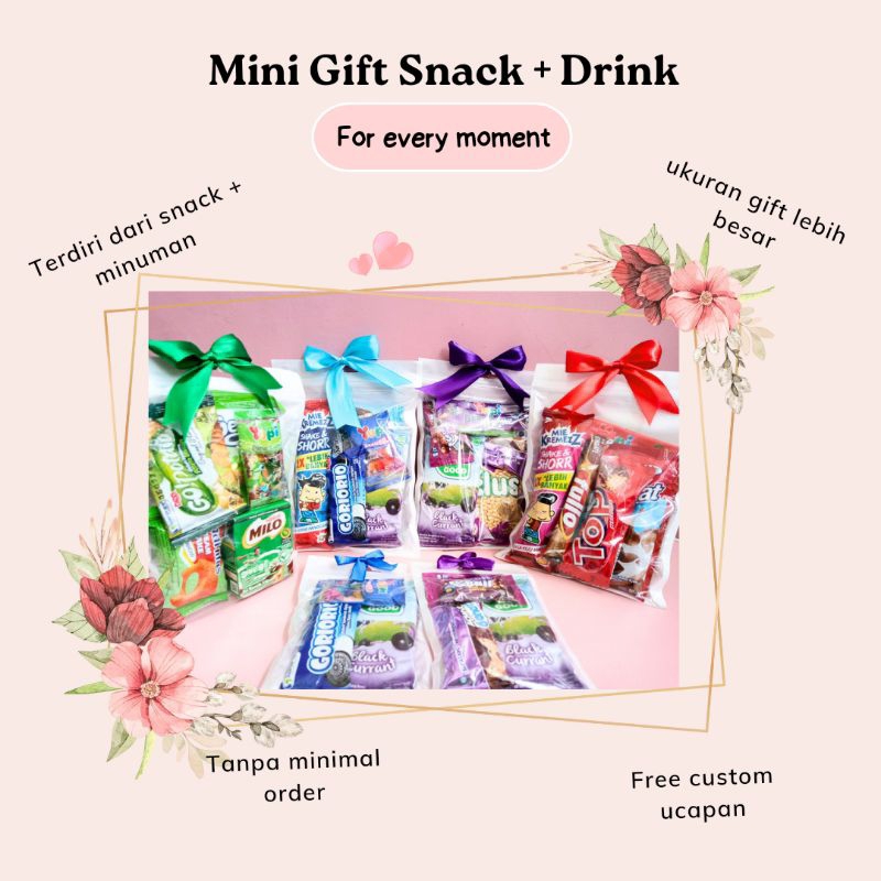 

Gift Snack + Drink / Snack Hampers / Souvenir ultah / Snack angpau
