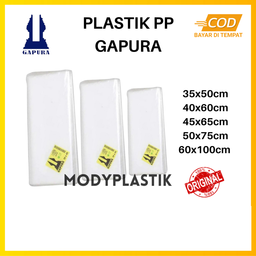 Kantong plastik PP Gapura Bening 35x50 / 40x60 / 45x65 / 50x75 / 60x100 , Plastik Loundry / Plastik 