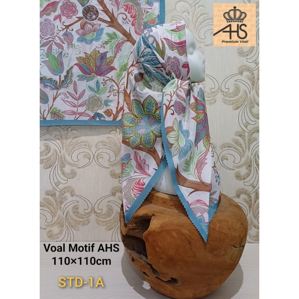 Hijab Voal Motif STD AHS Segi Empat Premium Lasercut