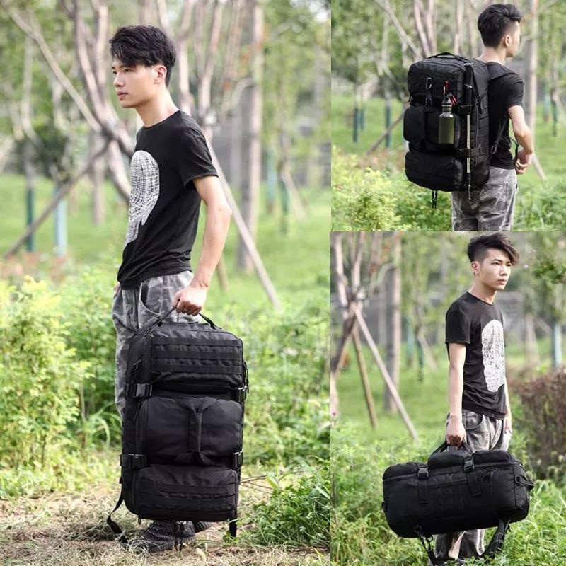 Ransel Army Crocodile besar 60L-Tas travel backpack tactical hitam
