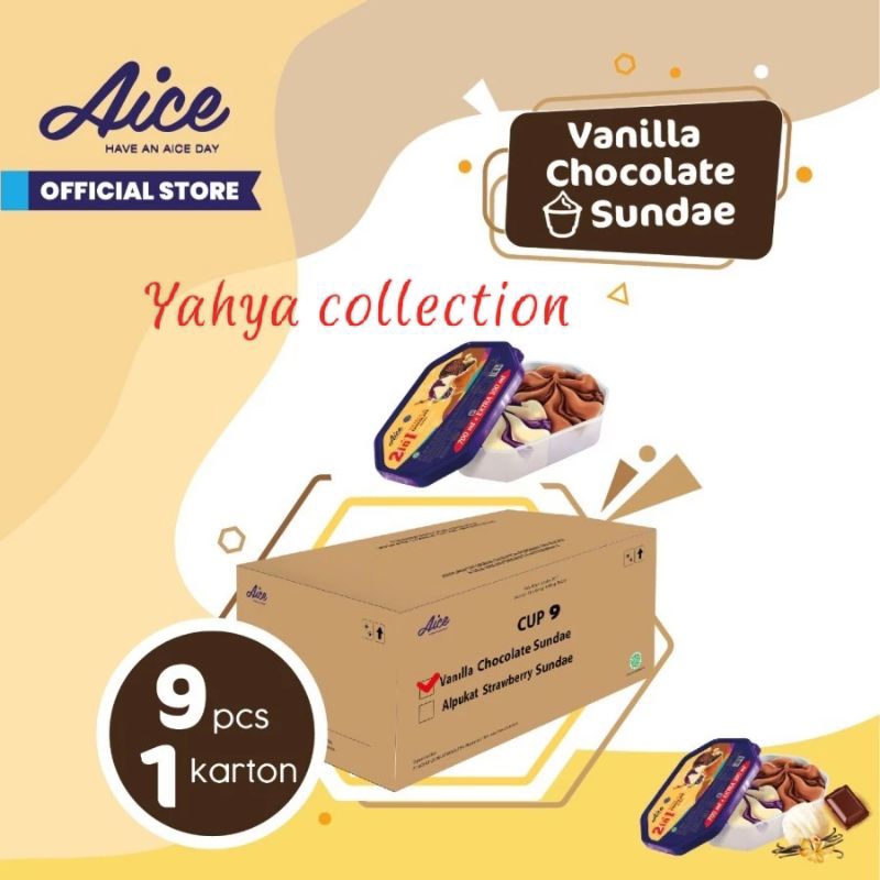 

Aice es krim Vanilla coklat sundae 800 ml 1 box isi 9 pcs