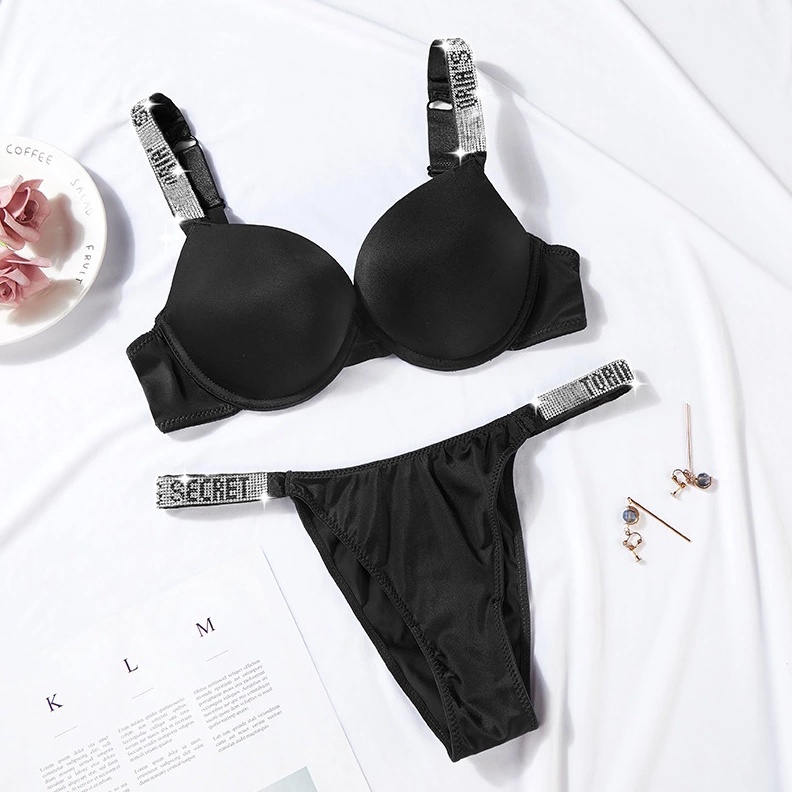 ART R6O Victorias Secret Set Bra Push Up Cetak Huruf V Wanita Bikini Pantai Seksi Musim Panas