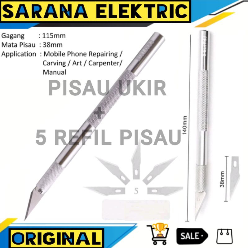 

PISAU UKIR STENSIL HOBBY CUTTER IC CRAFTING ART KNIFE SET PLUS PISAU REFILL 5 PCS