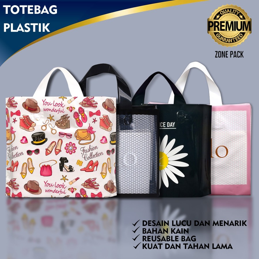 

Totebag Plastik |Paperbag Plastik | Kantong Plastik Jinjing| Goodiebag - Hello Hitam