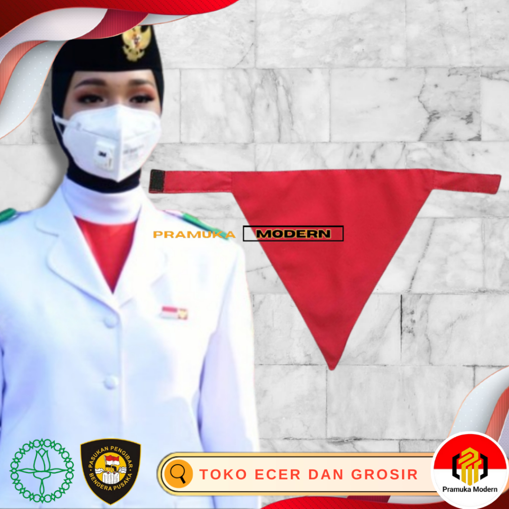 syal paskibra merah polos segitiga slayer merah polos satuan murah