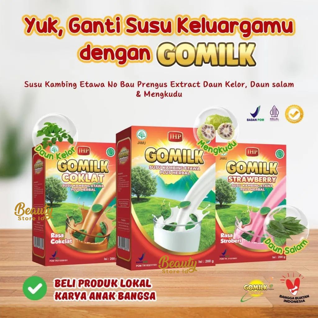 

CP - Gomilk Susu Kambing Etawa Plus Herbal Daun Kelor 200gr Penambah Nafsu Makan Obat Maag Penambah Imunitas Daya Tahan Tubuh
