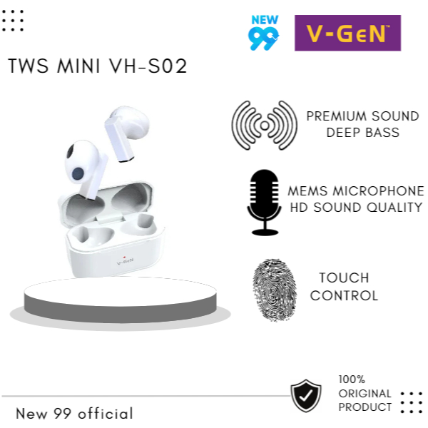 Headset Earphone Bluetooth Tws Vgen Vh S02