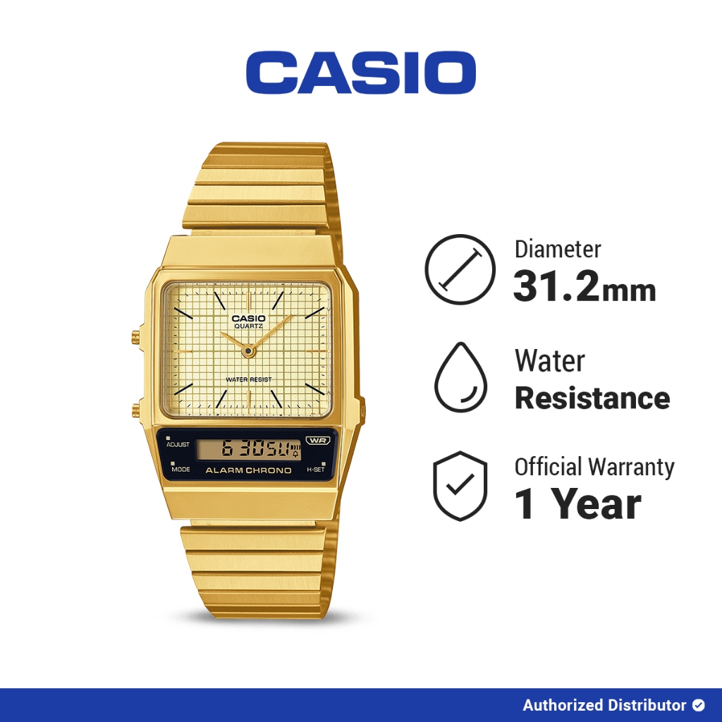 [READY INSTANT] Casio Jam Tangan Pria Vintage AQ-800EG-9ADF Original Analog Digital