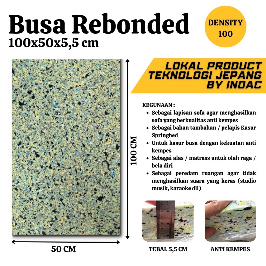 Busa Rebounded Rebonit Density 100 - Busa Rebonit Padat 100x50x5,5 CM
