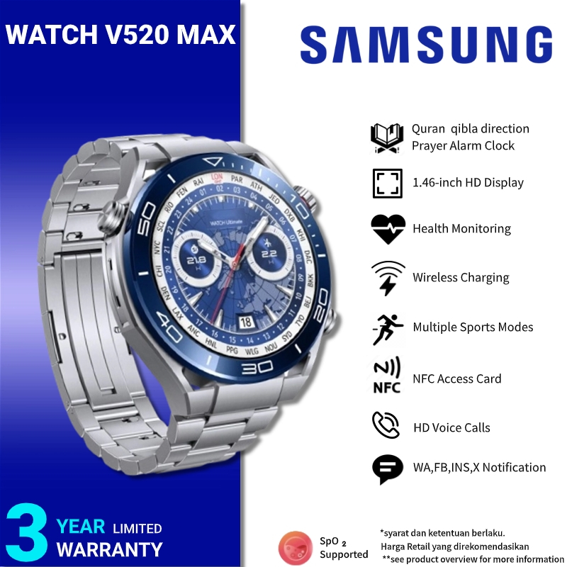 【COD】100% Samsung Jam Tangan GT6/V520 Max smartwatch v520 max ultimate Quran watch independently pla
