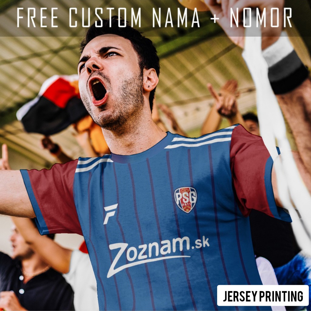 Kaos Bola Jersey PSG Pati Klub Strip Garis Baju Custom Nama dan Nomor Punggung - 323