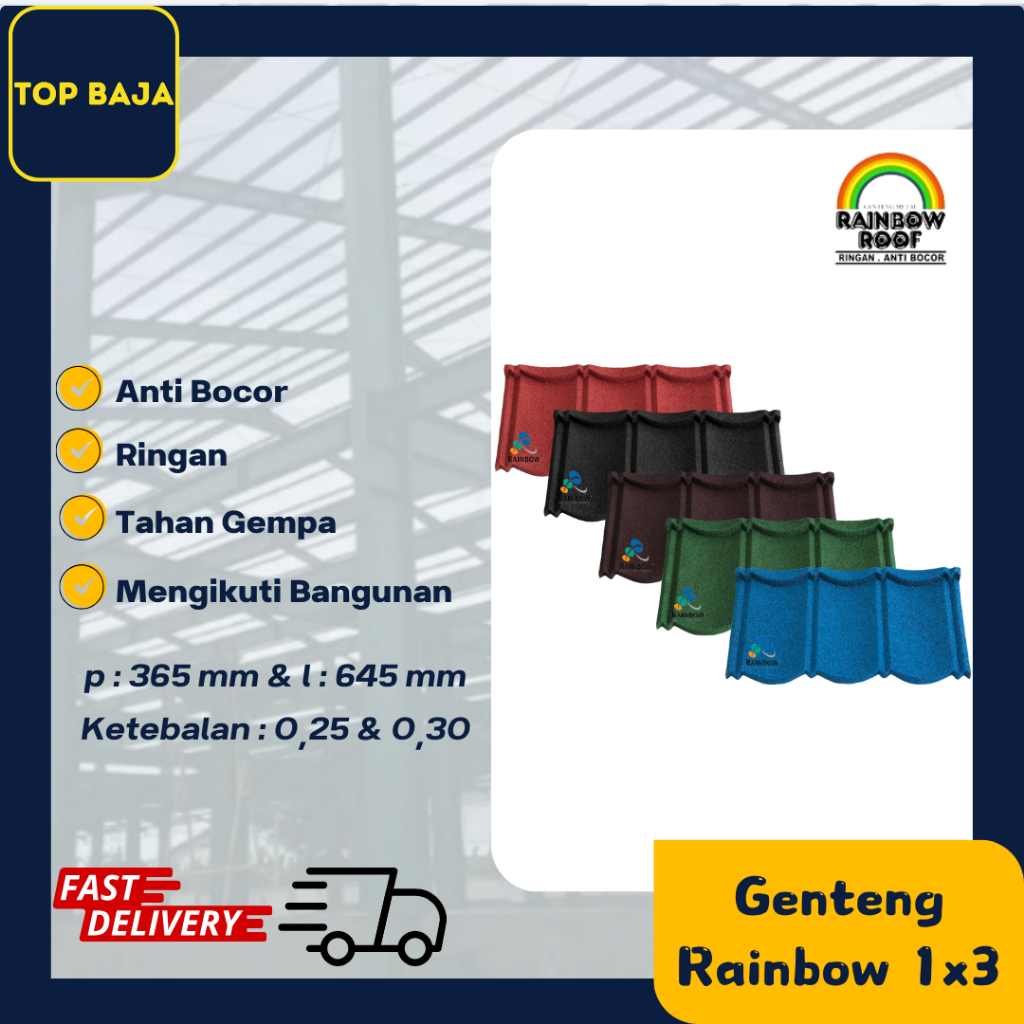 Genteng Metal Pasir Rainbow Klasik 1x3 Tebal 0.35 mm ARISTA ROOF