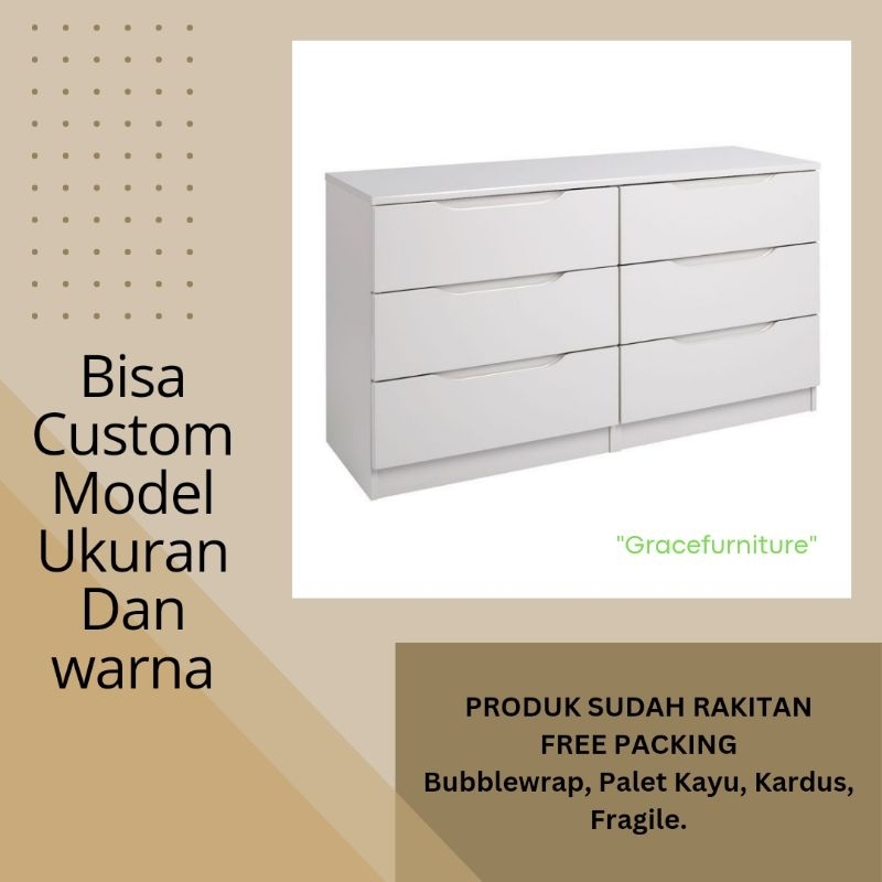 drawer minimalis meja laci 6 laci