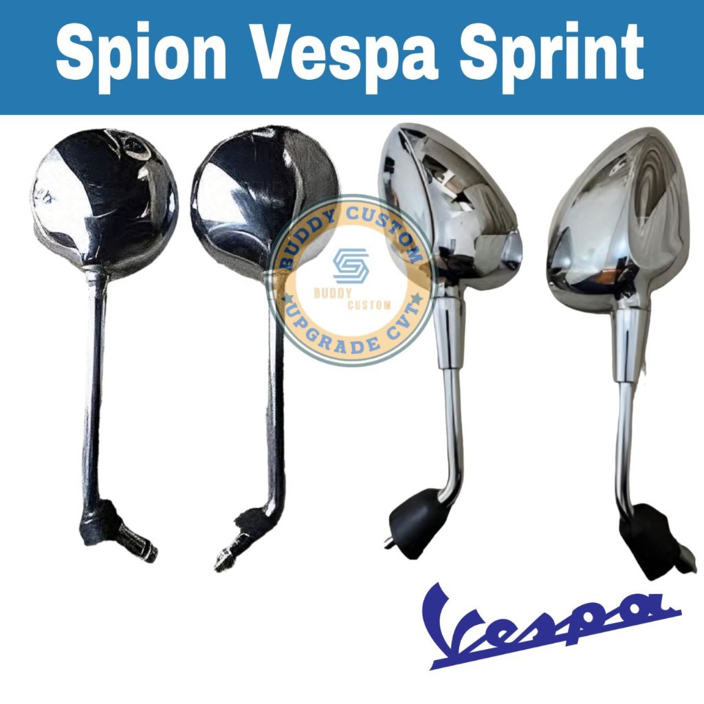 Spion Vespa Sprint Piaggio NPS Chrome Oval Bulat - Spion Vespa Sprint