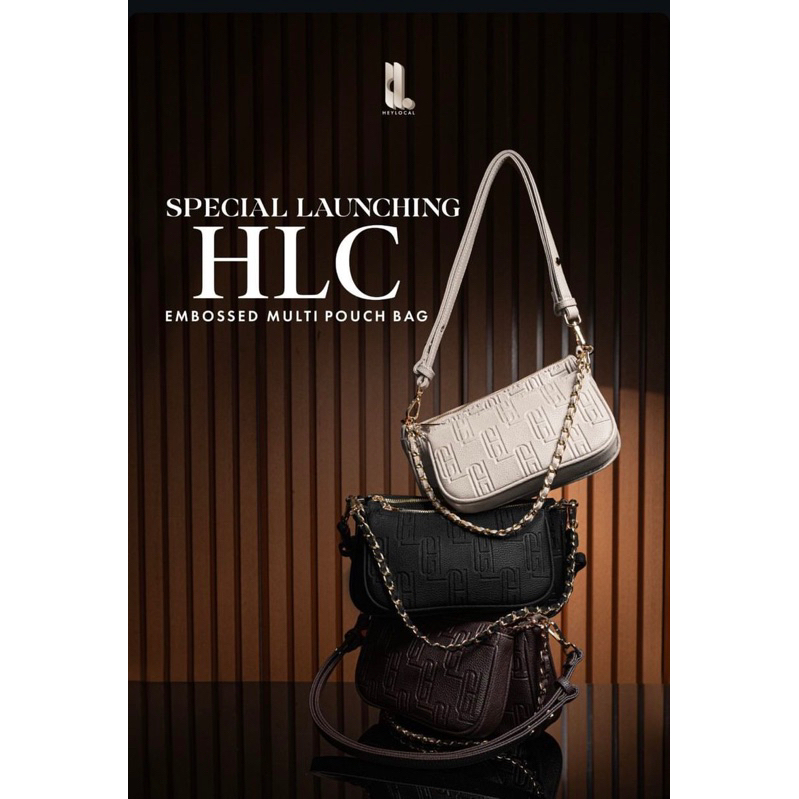 HLC Embossed Multi Pouch Bag Tas  Warna Cream Krem Heylocal