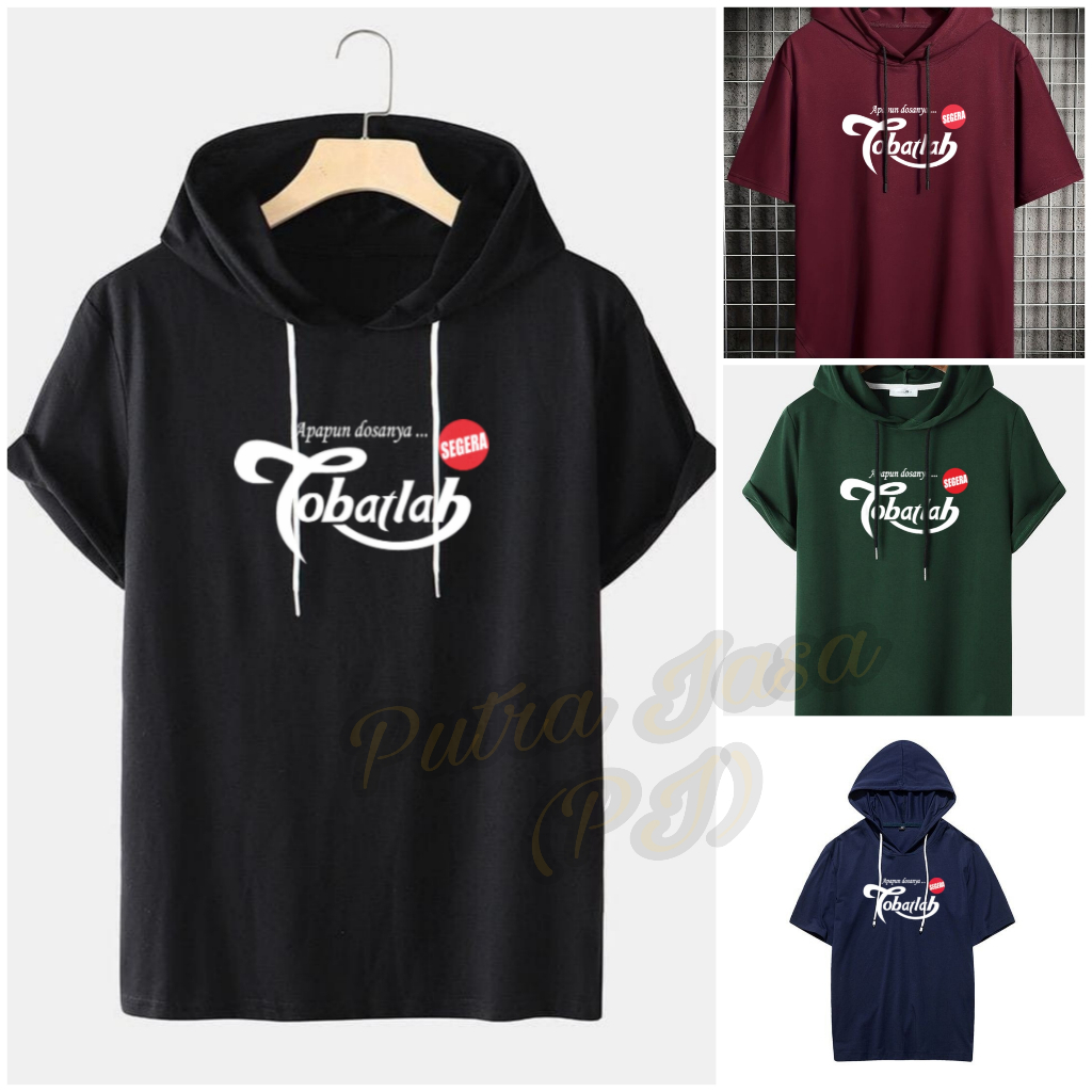 Kaos Hoodie Pendek Sablon Islami/Kaos hoodie Terbaru/Kaos Hoodie Pendek Pria/Kaos Hoodie Distro
