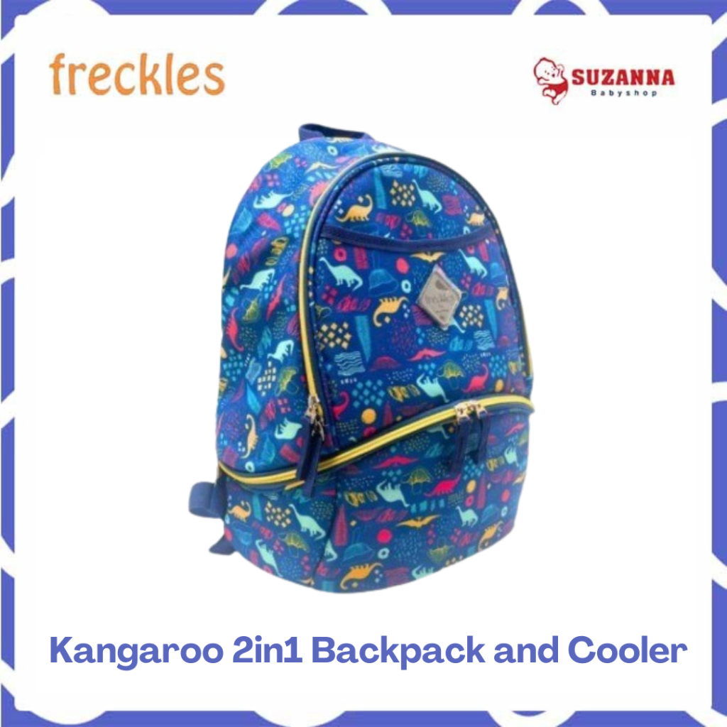Freckles 62109 Kangaroo 2in1 Backpack and Cooler Dino Blue- Diaper Bag