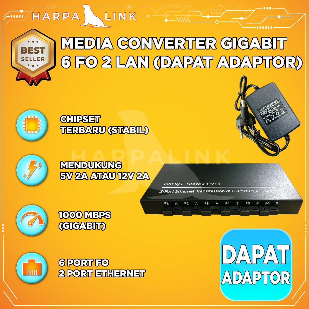 Media Converter 6 FO 2 LAN 6 SC 2 RJ45 Gigabit 1000 Mbps Body Casing Switch Fiber Optic Optik HTB 6 