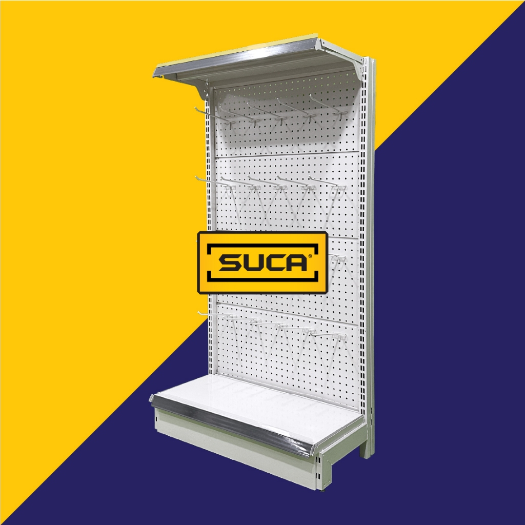 Rak Gondola Wall A21 Backplate dengan Gantungan Hooks