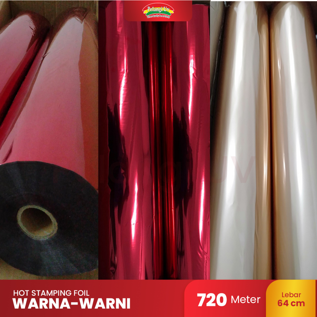 Hot Stamping Foil Warna Merah / Hot Print Foil Warna Merah Ukuran 960m - Pelangi UV