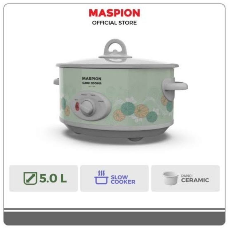 READY SLOW COOKER MASPION MSC-1850 MSC 1850 MSC1850 220V MP PANCI KERAMIK KAPASITAS 5 LITER 5L UNTUK