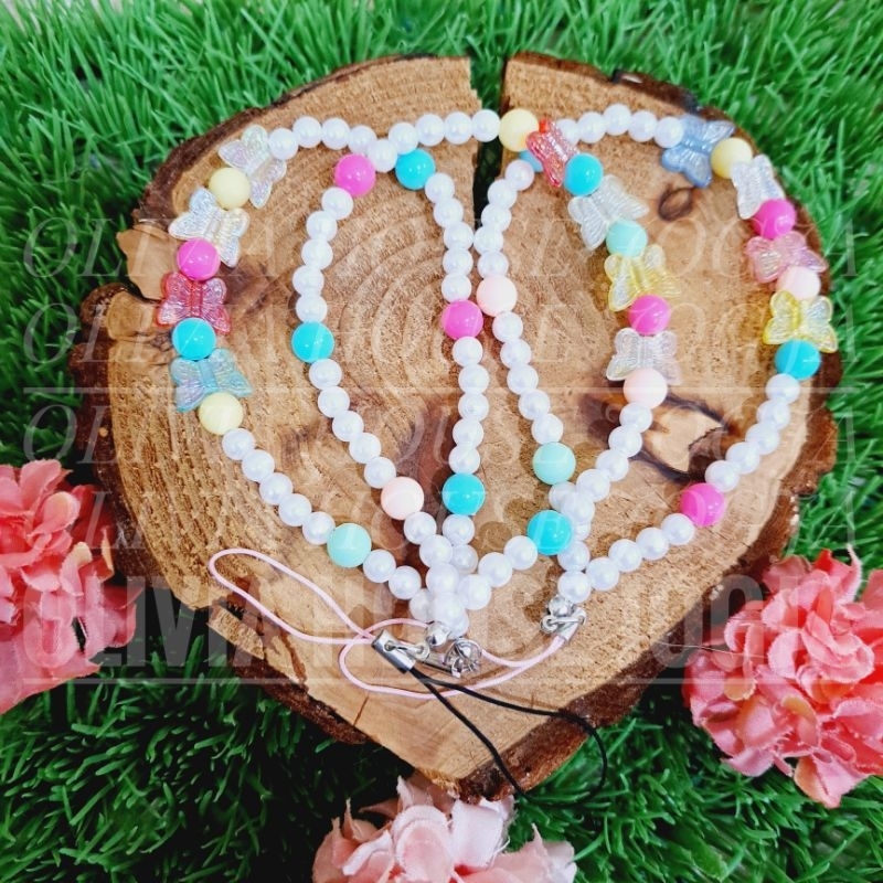 Strap HP Mutiara Manik Mutiara Motif Strap Handphone Manik Monte Gantungan Tas Manik