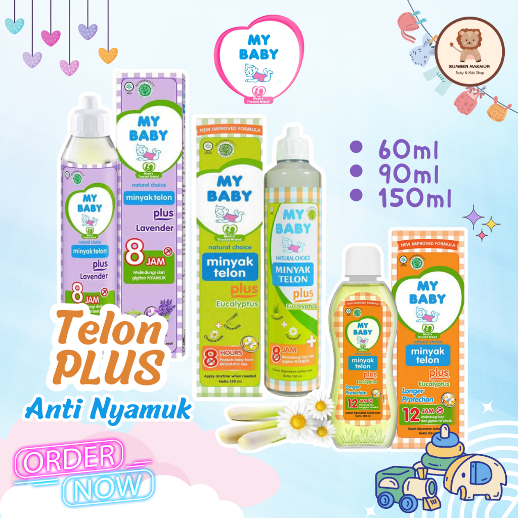 PAKET HEMAT MY BABY MINYAK TELON PLUS EUCALYPTUS / LAVENDER / LONG PROTECTION 30ML/60ML/90ML/150ML
