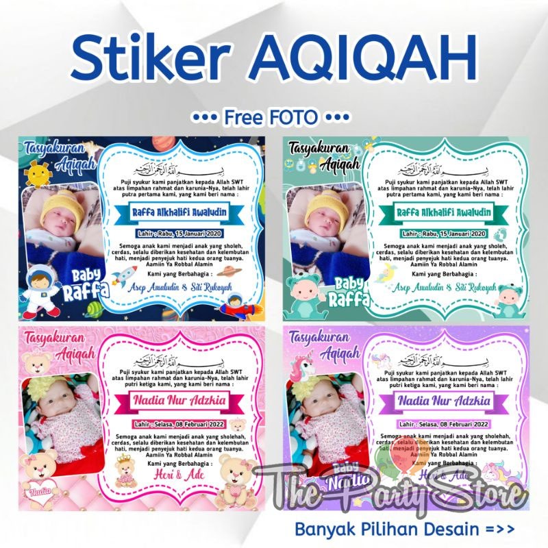 

Stiker Aqiqah/ Stiker Kelahiran /Stiker Syukuran/Harga per 10 Pcs