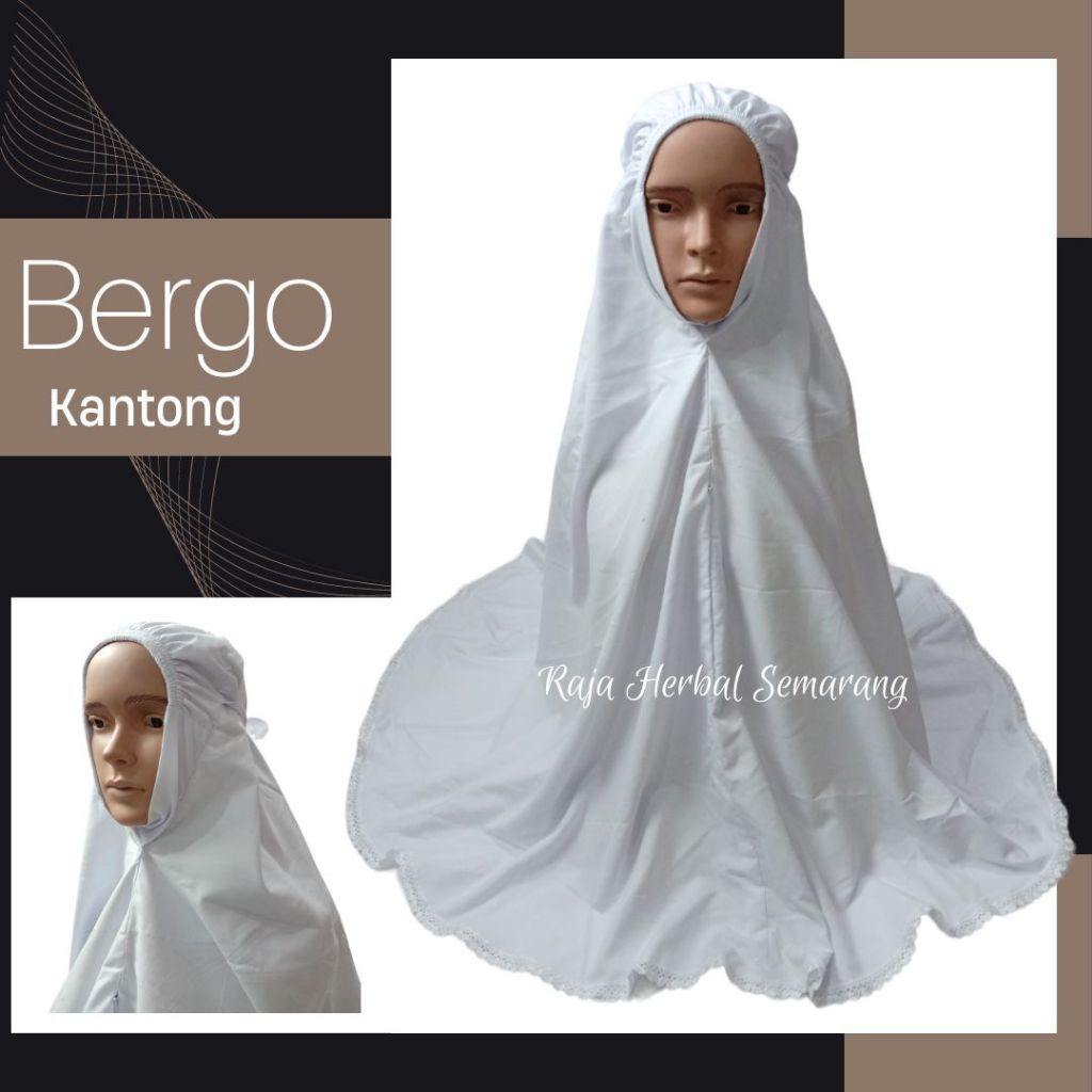 Bergo Kantong Resleting | Bergo Bersaku Warna Putih Jilbab Kerudung Instan Warna Putih Besar Jumbo I