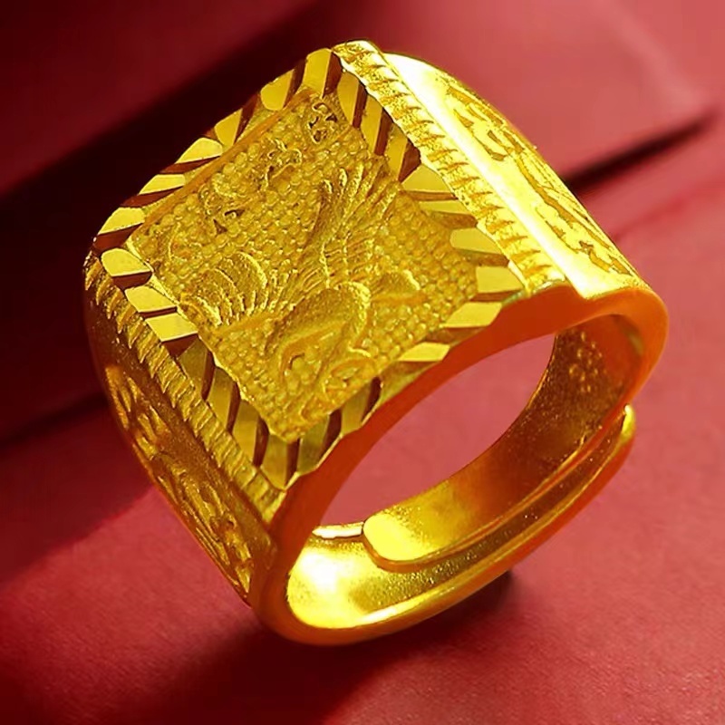 Cincin Emas Cincin kepribadian terbuka pria yang mendominasi emas