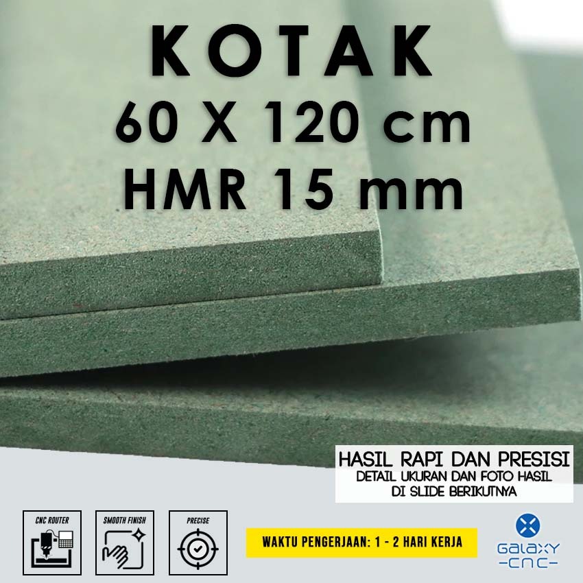 kotak 60 x 120 cm - HMR 15 mm - HMR Board / Papan MDF hijau