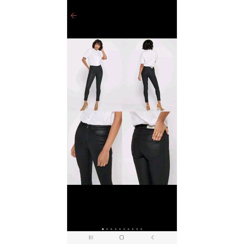 ONLY Skinny-Fit Denim Coated Trousers