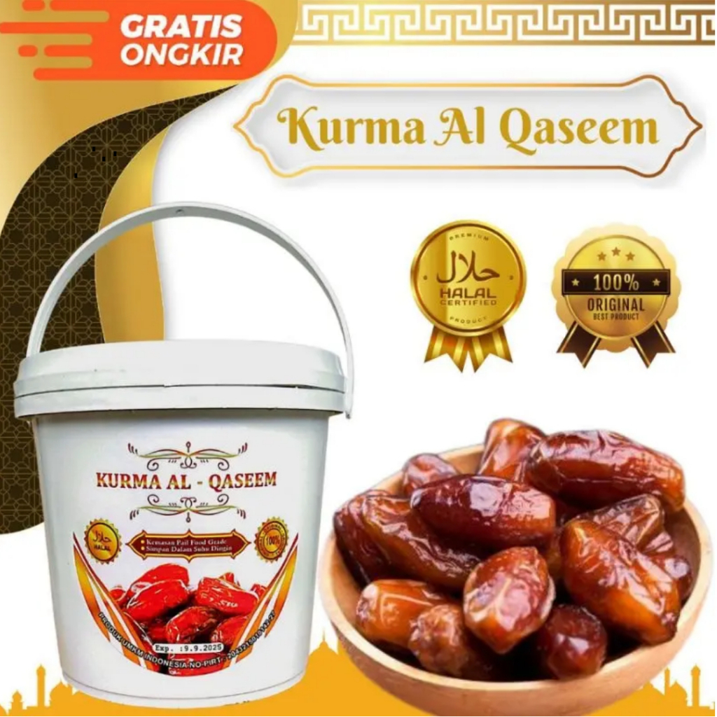 

Kurma AL QASEEM ASLI ORIGINAL 100% Kemasan Ember Kurma Ember Premium Bruto 500 Gram Import Asli Uni Emirat Arab