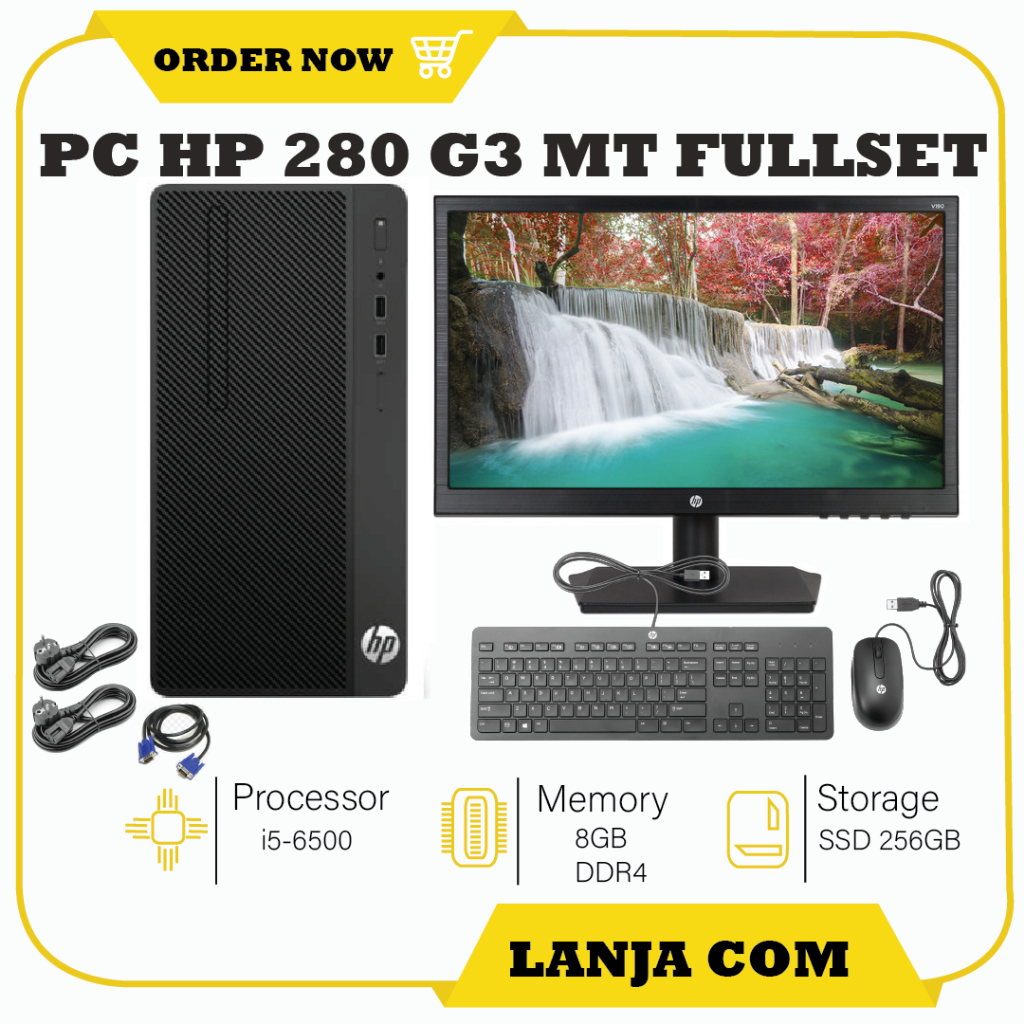 PC FULLSET HP CORE i5-6500 RAM 8GB SSD 256GB WIN 10 MONITOR 19 INCH