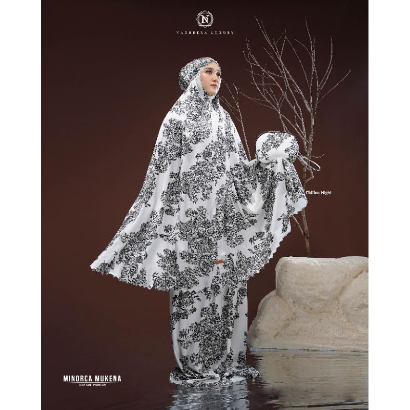 [NEW] ✔️ COD | MINORCA MUKENA • NADHEERA LUXURY / Mukena Silk Satin Mewah Motif Bunga Mukena Dewasa 