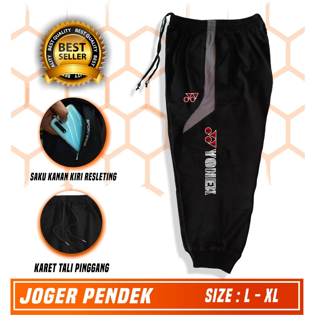 Celana Training Jogger Pants Pendek 3/4 Pria Wanita Trening Olahraga Badminton