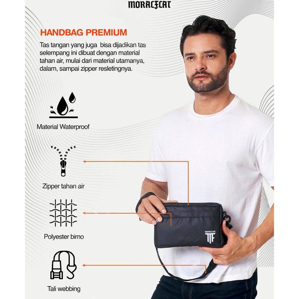 Model Baru Moral Flat OfficialTas Tangan  Clutch Moral Flat  Handbag  Tas PriaTas Wanita WaterproofA