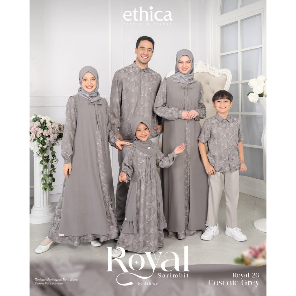 Ethica Sarimbit Royal 26 Cosmic Grey Baju Muslim Lebaran Gamis Koko Keluarga Original Terbaru 2024